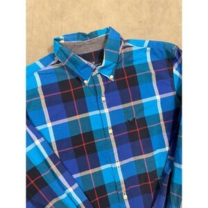 American Eagle Outfitters Slim Fit Plaid Long Sleeve Button Down Shirt Men's L